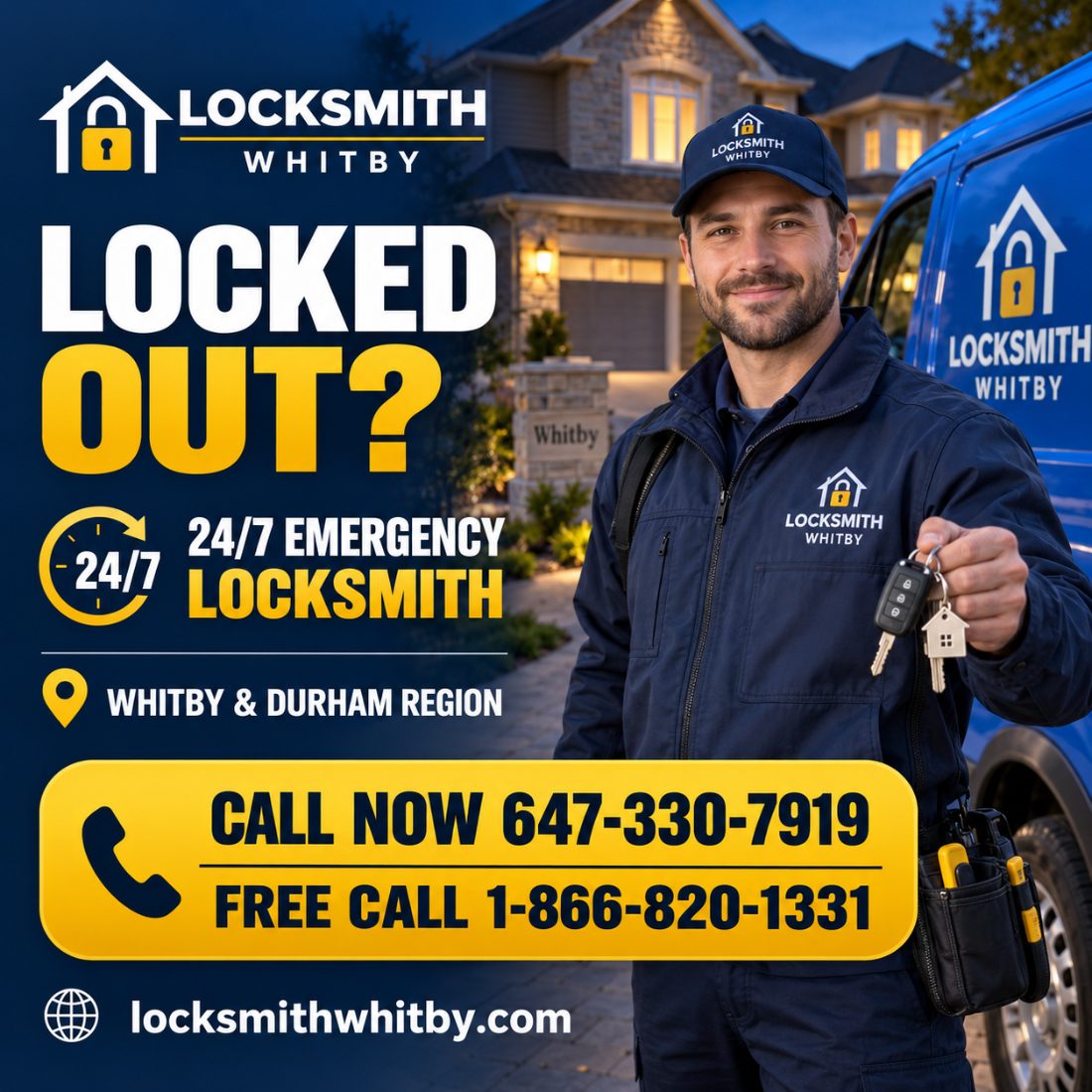 Locked out? 24/7 emergency locksmith serving Whitby and Durham Region