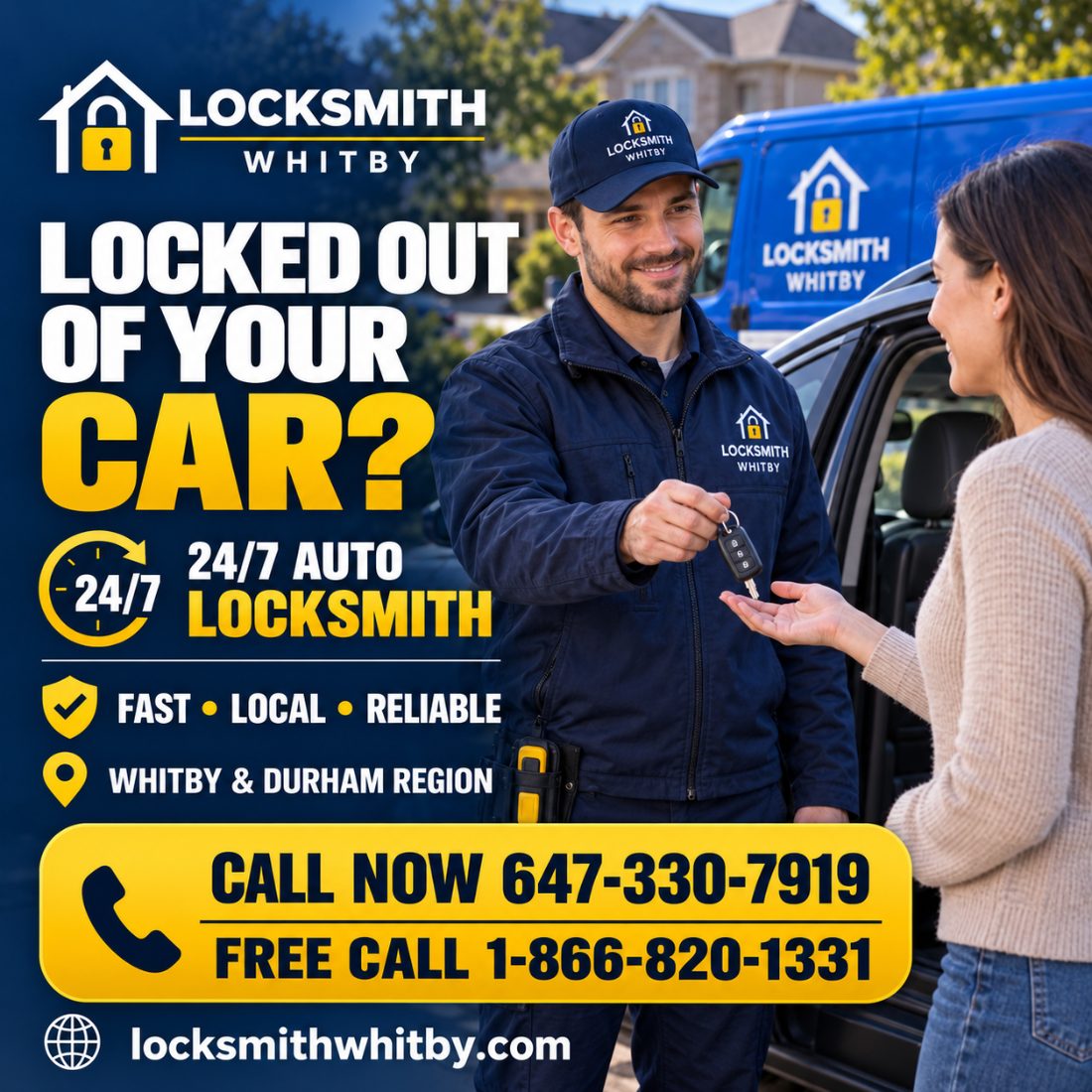 Locked out of your car? 24/7 auto locksmith in Whitby and Durham Region