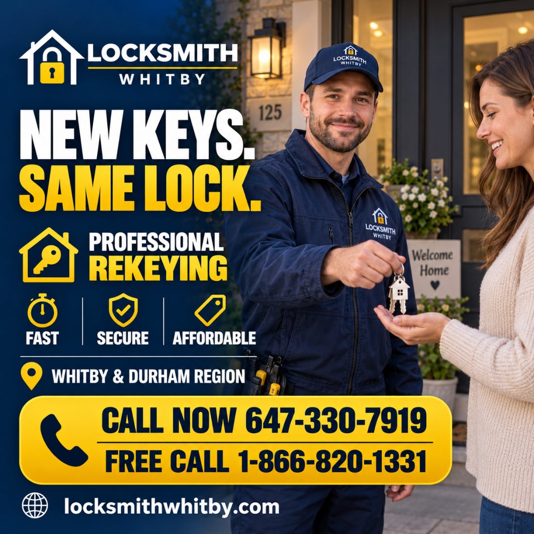 New keys, same lock — professional rekeying service in Whitby and Durham Region